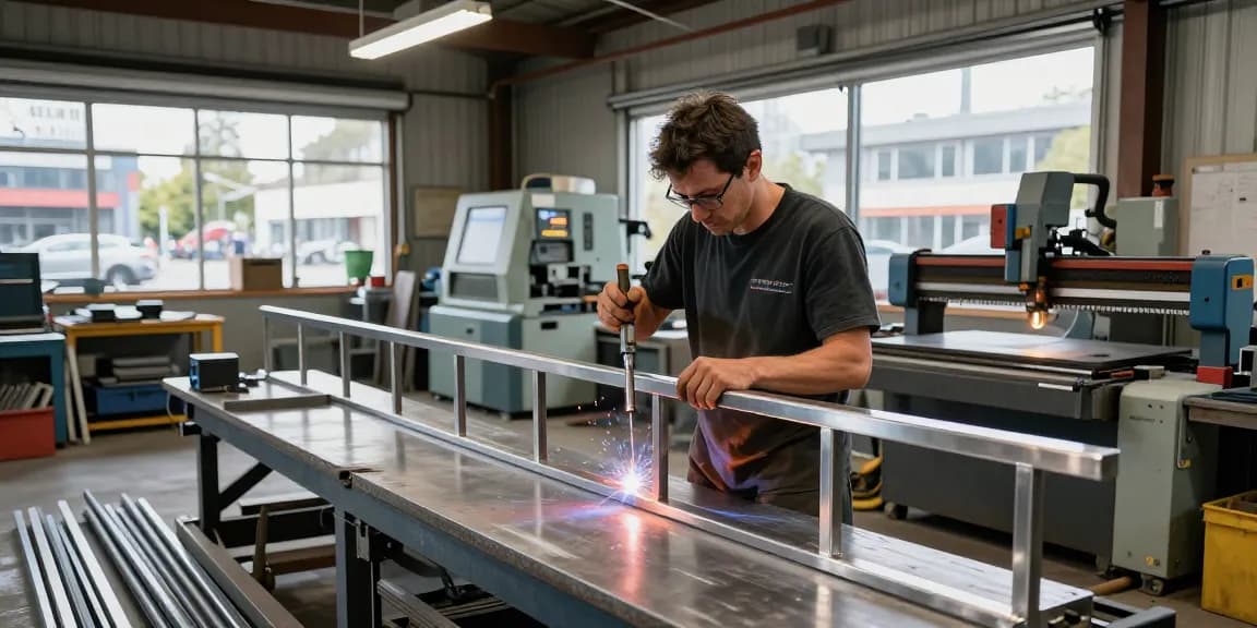 Crafting custom metalwork in North Vancouver's modern workshop setting.